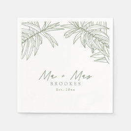 Guardanapo De Papel Botânica Simples Desenhada à Mão Verde Sage