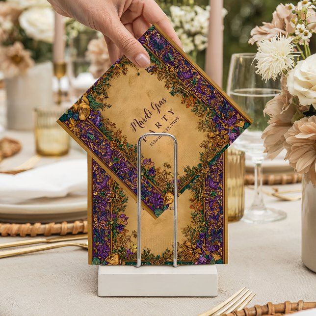 Guardanapo De Papel Botanical Baroque Mardi Gras Masquerade (Criador carregado)