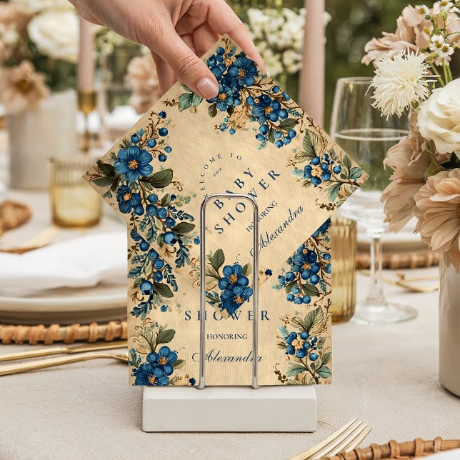 Guardanapo De Papel Botanical Blueberry Floral Baby Shower (Criador carregado)