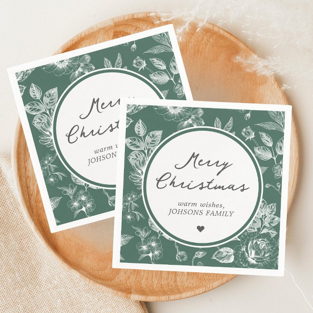 Guardanapo De Papel Botanical Christmas (Christmas Family Holiday Napkin)