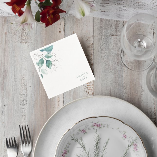 Guardanapo De Papel Botanical Greenery Wedding Napkin (Criador carregado)