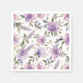 Guardanapo De Papel Botânico Aquarela Floral Roxo Lavanda