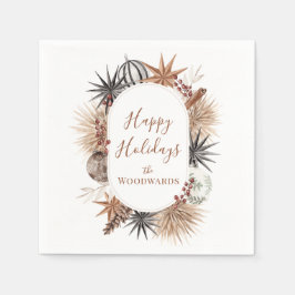 Guardanapo De Papel Botânicos de Natal Boho Personalizados
