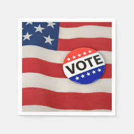Guardanapo De Papel Botão De Votação Na Bandeira Dos EUA