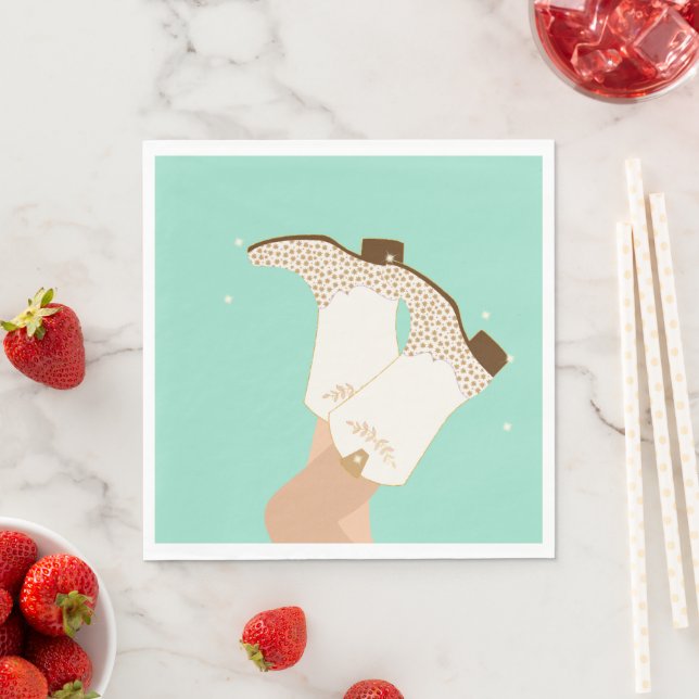 Guardanapo De Papel Botas Cowgirl Modernes e Femininas com Estrelas em (Insitu)