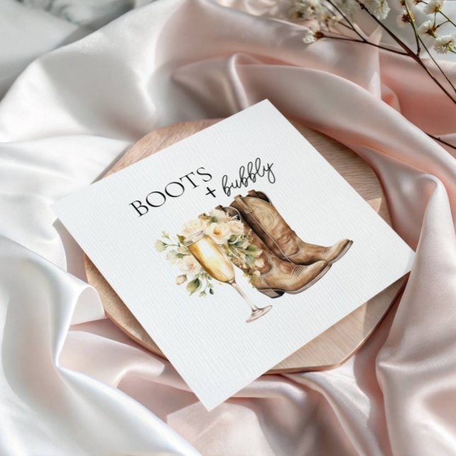 Guardanapo De Papel Botas Elegantes e Papel Borracha (Boots and Bubbly Napkin)