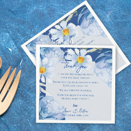 Guardanapo De Papel Bote Blue Floral Trendy Weding Obrigado Mensagem