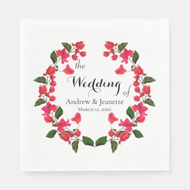 Guardanapo De Papel Bougainvillea Flower Weding Napkins (Frente)