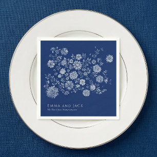 Guardanapo De Papel Bouquet de Noiva de Flores Silvestres Azul-Navy Ch
