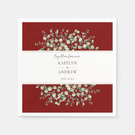 Guardanapo De Papel Bourgundy Eucalyptus Juntos Para Casamento Nunca