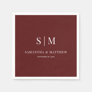 Guardanapo De Papel Bourgundy Simple Elegant Casal Inicial Casamento