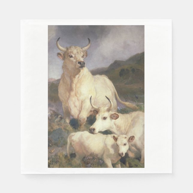 Guardanapo De Papel Bovinos Selvagens de Chillingham (Frente)