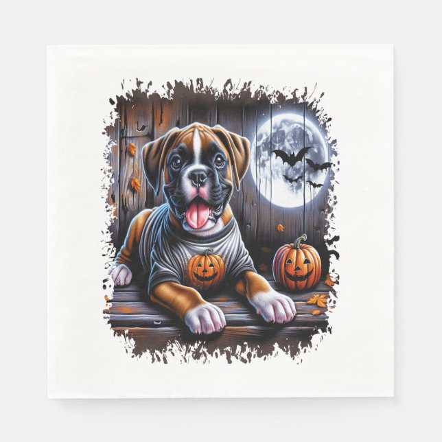 Guardanapo De Papel Boxer Dog Halloween (Frente)