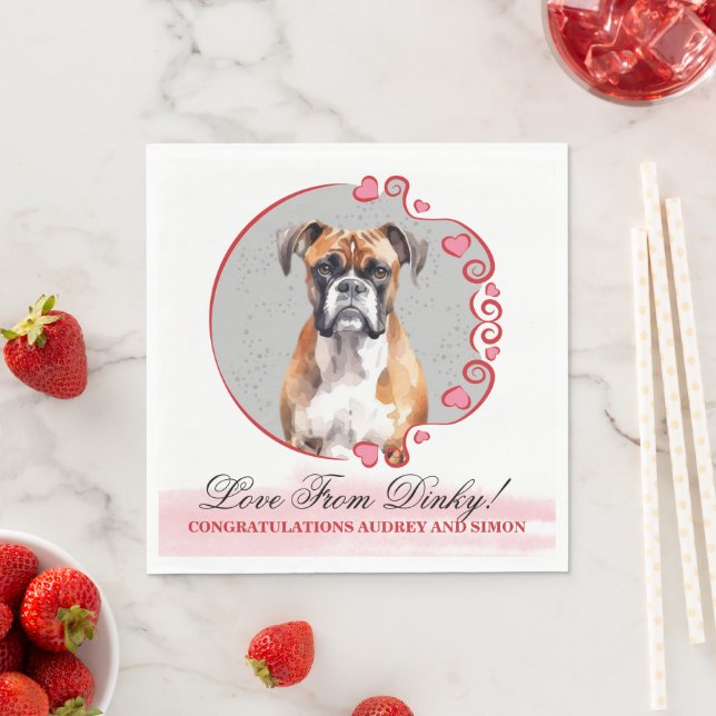 Guardanapo De Papel =Boxer Dog Wedding Napkins Com Cães Foto (Insitu)