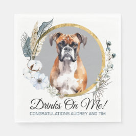 Guardanapo De Papel Boxer Dog Wedding Napkins com Cães Foto