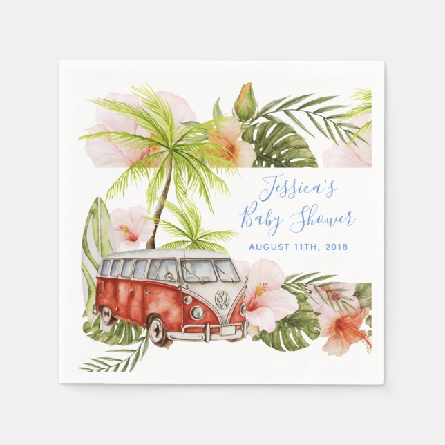 Guardanapo De Papel Boy Baby Surfboard Tropical Beach Chá Napkins (Frente)