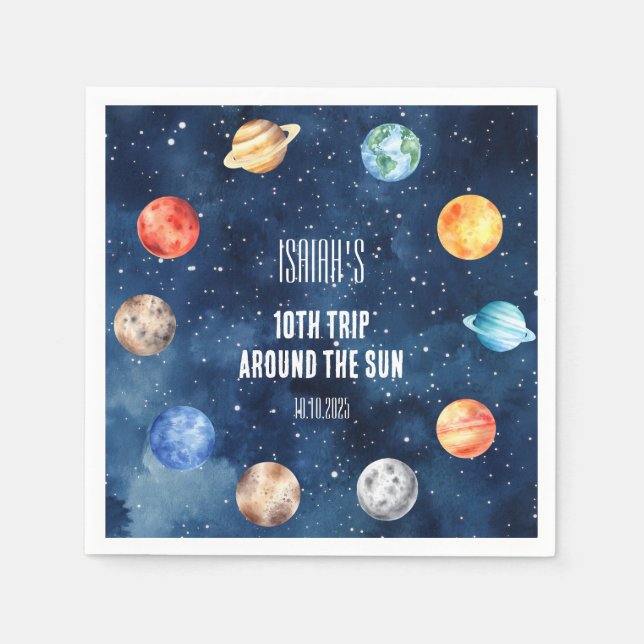 Guardanapo De Papel Boy Outer Space 10ª Viagem ao redor do Sol Anivers (Frente)