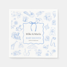 Guardanapo De Papel Boy Toile De Jouy Blue Baby Shower