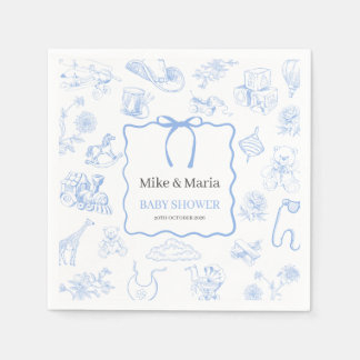 Guardanapo De Papel Boy Toile De Jouy Blue Baby Shower
