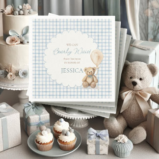 Guardanapo De Papel Boy We Can Bearly Wait Teddy Bear Baby Shower