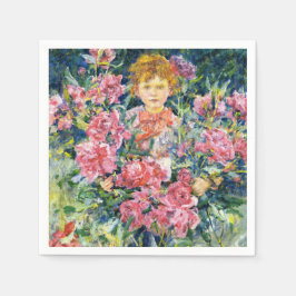 Guardanapo De Papel Boy With Red Peony Flowers (por Robert Reid)