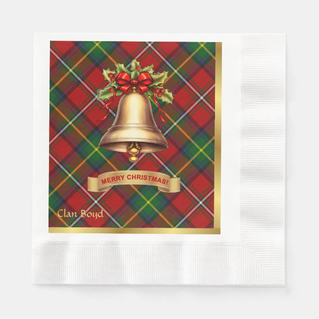 Guardanapo De Papel Boyd Tartan de Natal Personalizado (Frente)