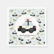 Boys Blue Police Car Toddler Feliz Aniversário