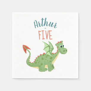 Guardanapo De Papel Boys Green Dragon Toddler Bravo Aniversário