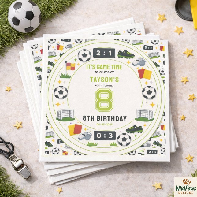 Guardanapo De Papel Boys Modern Sports Soccer Kids 8th Birthday Party (Boys Modern Sports Soccer Kids 8th Birthday Party Napkins
)