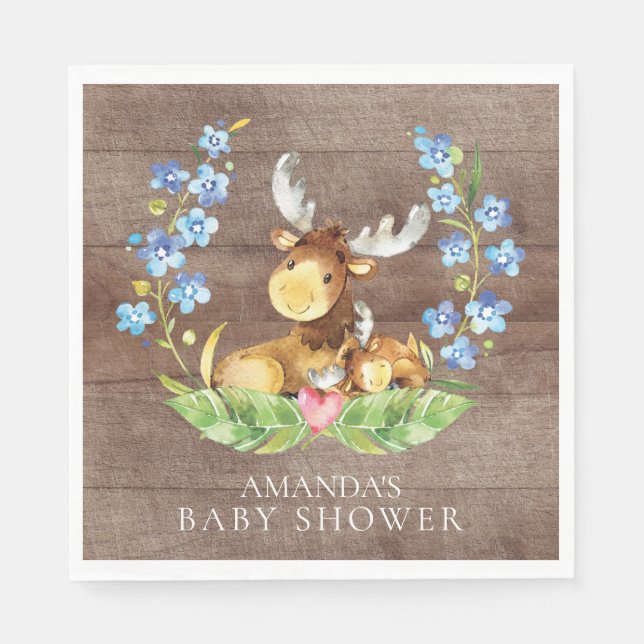 Guardanapo De Papel Boys Moose Chá de fraldas Paper Napkins (Frente)