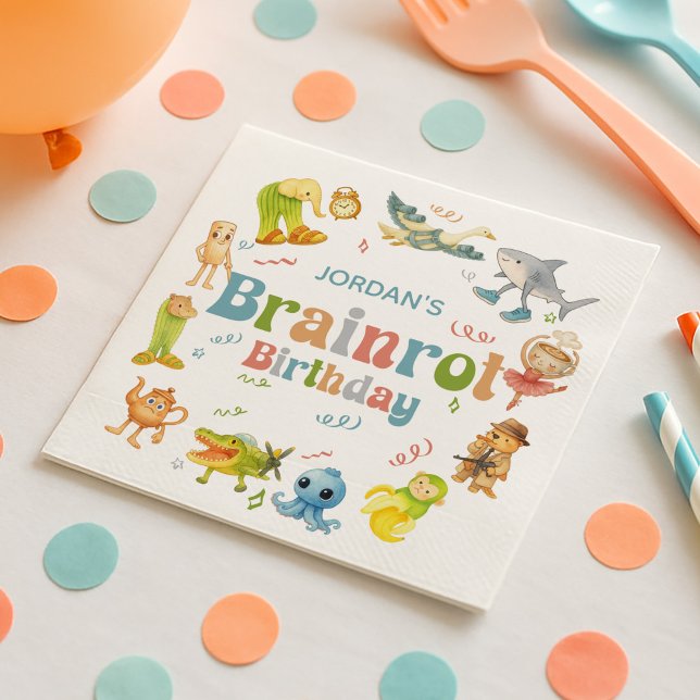 Guardanapo De Papel Brainrot Meme Birthday Party (Criador carregado)