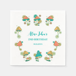 Guardanapo De Papel Branca de Groovy Psychedelic Mushroom Aniversário