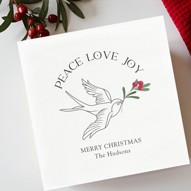 Guardanapo De Papel Branca | PEAVE AMOR JOY Snowbird Feriado de Natal (Criador carregado)