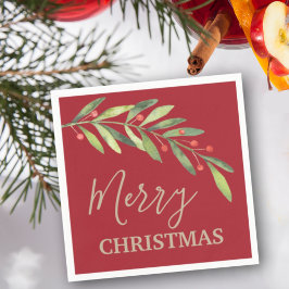Guardanapo De Papel Branch e Berries Feliz Natal Vermelho