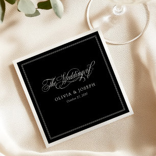 Guardanapo De Papel Branco Casamento de Elegância Italiana Clássica