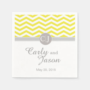Guardanapo De Papel Branco cinzento amarelo chique de Chevron  