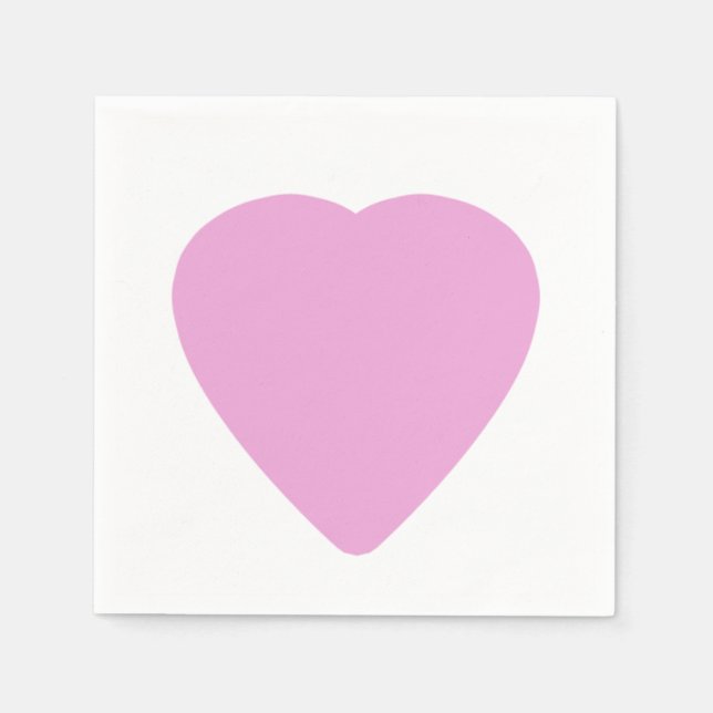 Guardanapo De Papel Branco com o Coração Rosa Valentim (Frente)