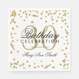 Guardanapo De Papel Branco Dourado de Glitter Confetti