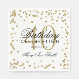 Guardanapo De Papel Branco Dourado de Glitter Confetti