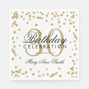 Guardanapo De Papel Branco Dourado dos confetes do brilho do