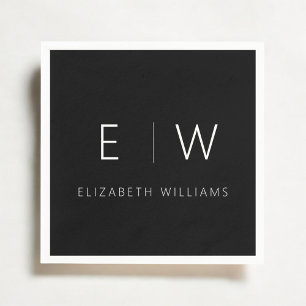 Guardanapo De Papel Branco preto minimalista elegante e moderno