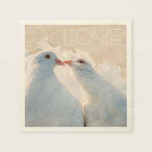 Guardanapo De Papel Branco que beija pombas - amor customizável