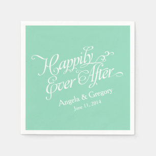 Guardanapo De Papel Branco verde da hortelã feliz nunca após Wedding