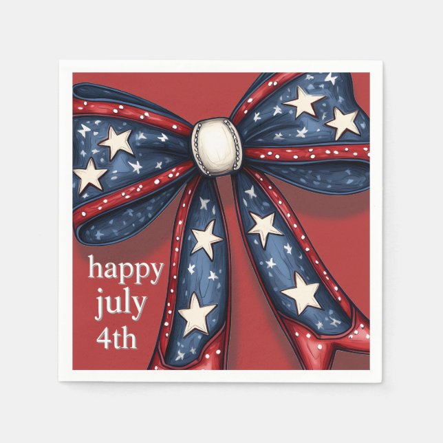 Guardanapo De Papel Branco Vermelho Patriótico e Arco Azul Grande (Frente)