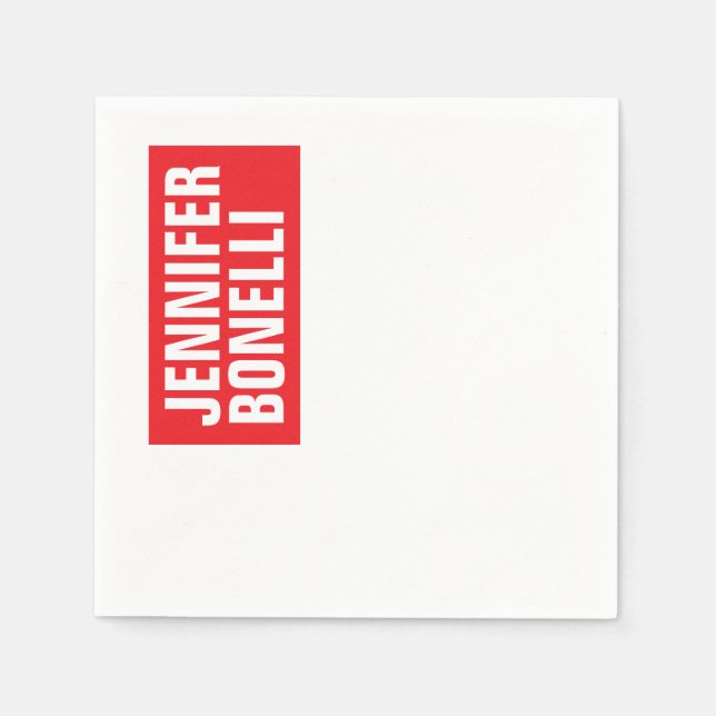 Guardanapo De Papel Branco vermelho-vermelho-preto moderno e profissio (Frente)