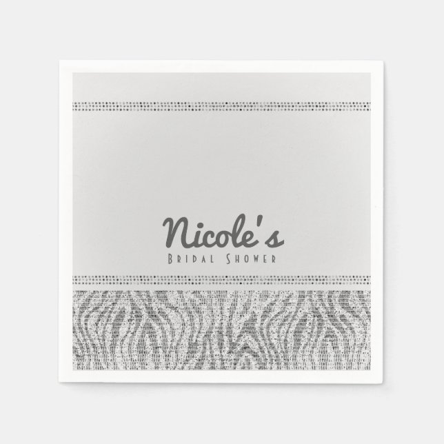 Guardanapo De Papel Branco Zebra Brilho Lantejoulas Glam Festa (Frente)