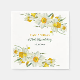 Guardanapo De Papel Brancos Amarelos Daffodil Rustic Aniversário Flora
