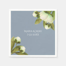 Guardanapo De Papel Brancos com Nápoles Azuis Dusty