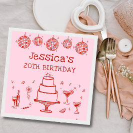 Guardanapo De Papel Brancos cor-de-rosa, desenhados à mão como coquete