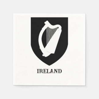 Guardanapo De Papel Brasão de Armas Irlandês Arte Minimalista Preto e